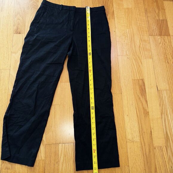 Theory Hartsdale NP Crunch Wash Linen Blend Straight Leg Ankle Pants Black Sz 4 - Picture 7 of 16